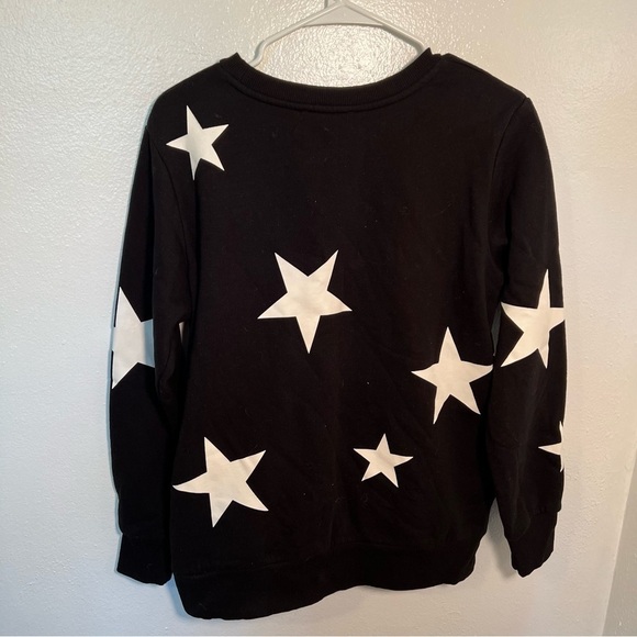 Zenana Star Print Hi-Low Sweatshirt Black White - Picture 7 of 11